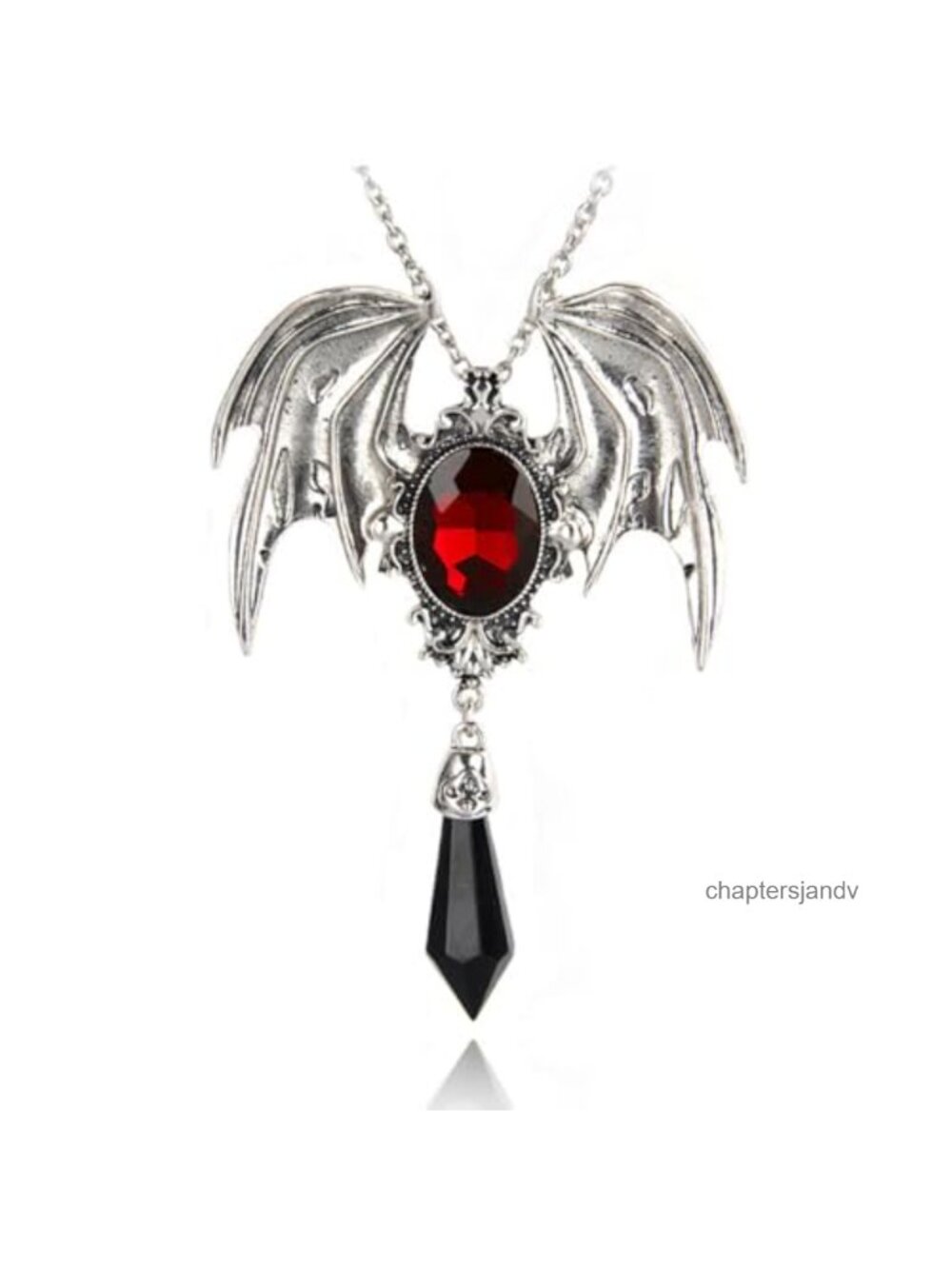 Gothic Bat Pendant Necklace Metal Crystal Victorian Style Cosplay Jewelry